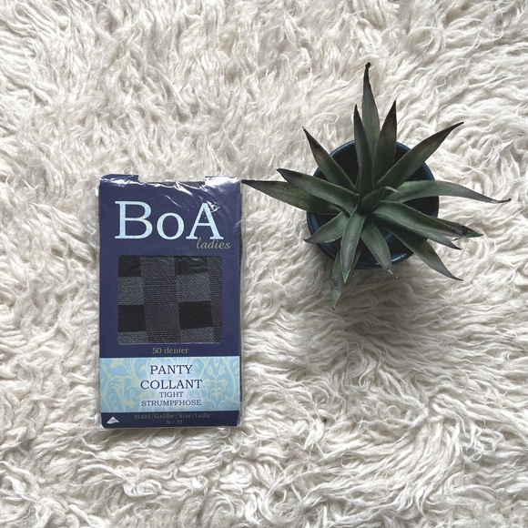 BoA Black Checkered Tights NWT - Picture 1 of 2